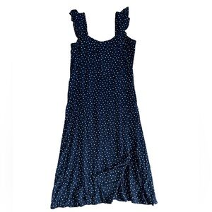 Loft Dotted Ruffle Strap Midi Dress